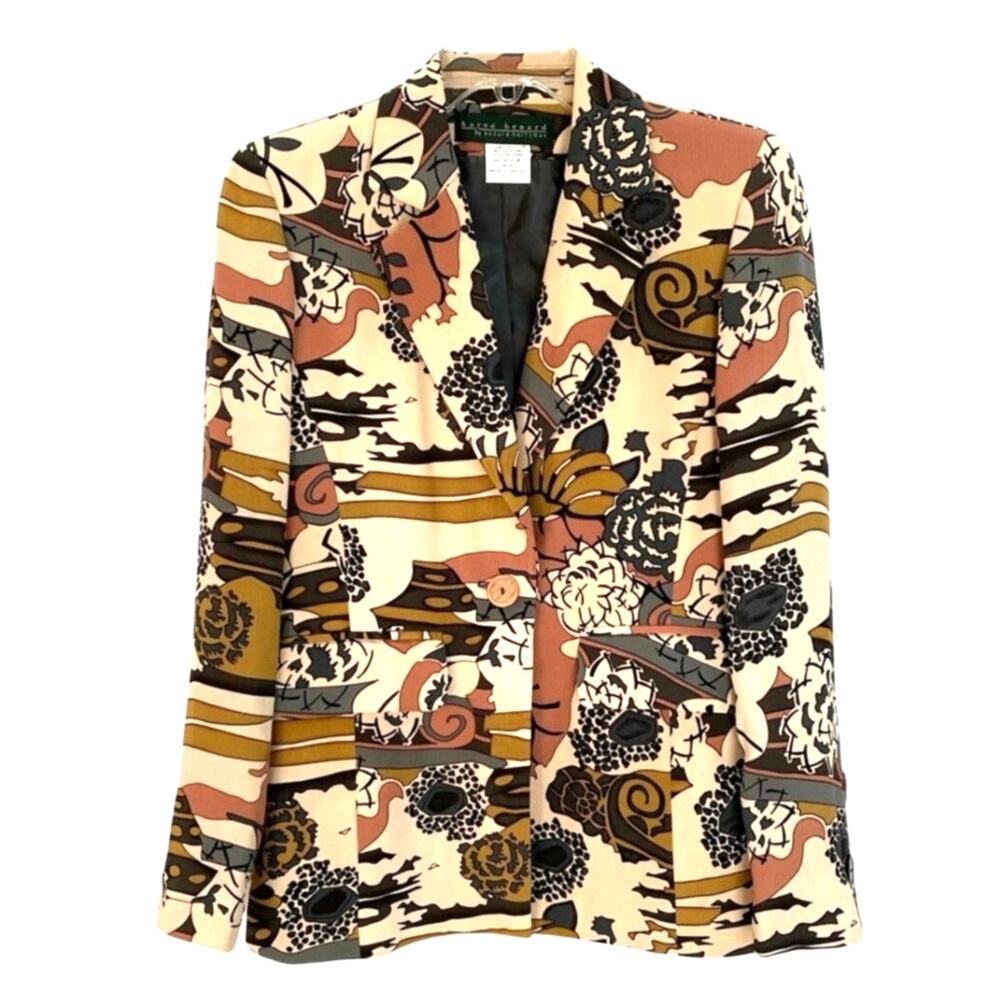 Vintage Harve Benard Size 4 lined polyester blazer jacket mod abstract print